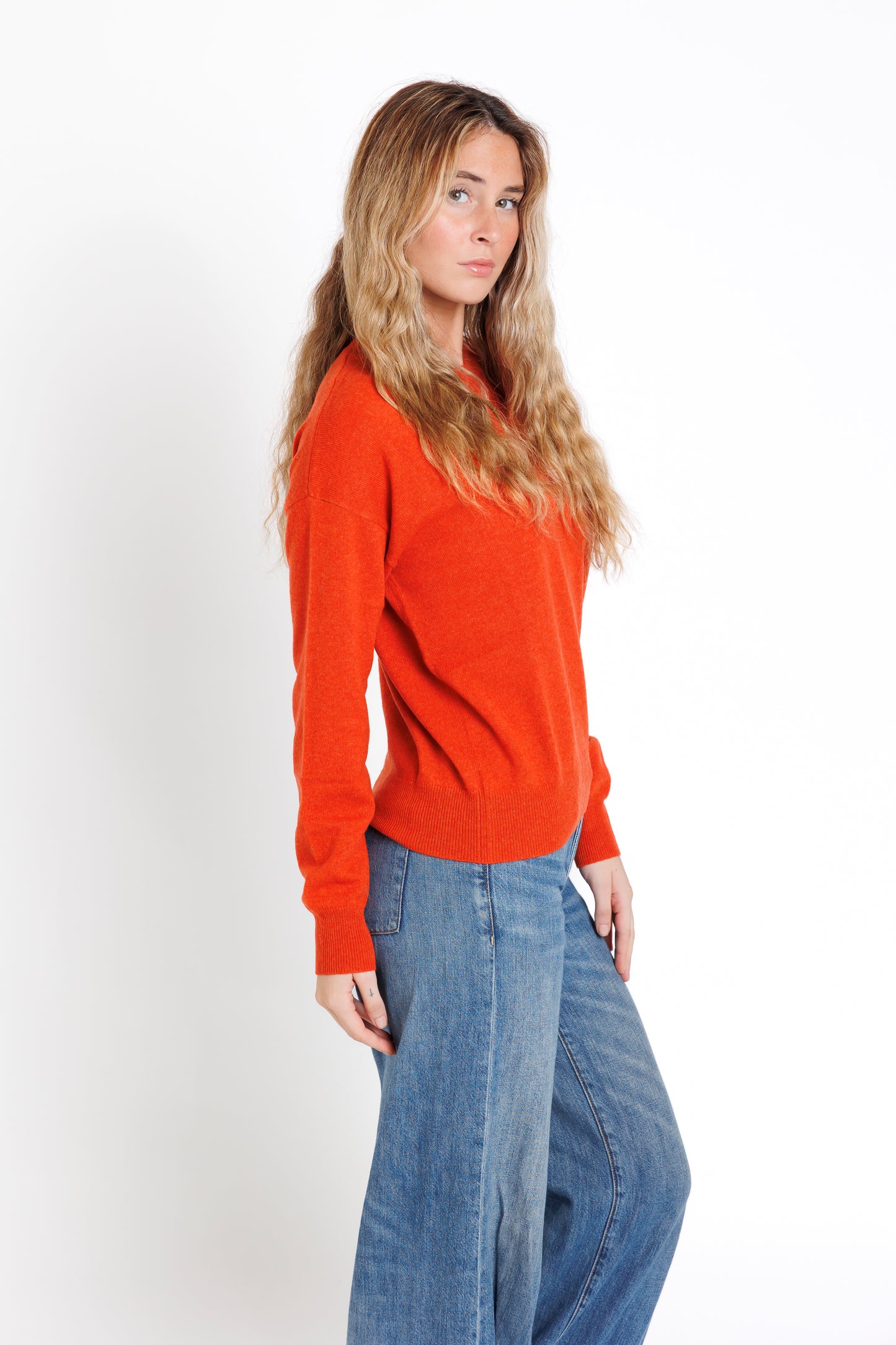 The Crew Neck. Apricot Orange